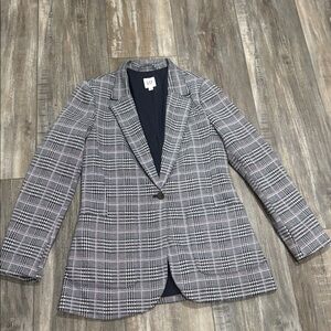 Gap blue grid plaid patch pocket blazer size 10